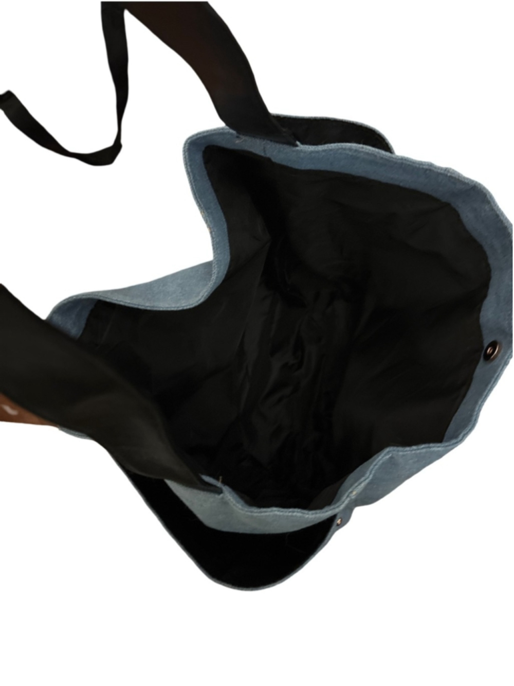 Victoria's Secret Blue Denim-Style Tote with Black Straps - Picture 3 of 4